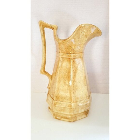 Vtg 11" Stoneware/Porcelain Vase/Pitcher Handmade '84 Speckled Tan Studio Art